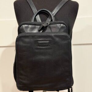 Tignanello Black Soft Leather Backpack Messenger Book Bag Purse